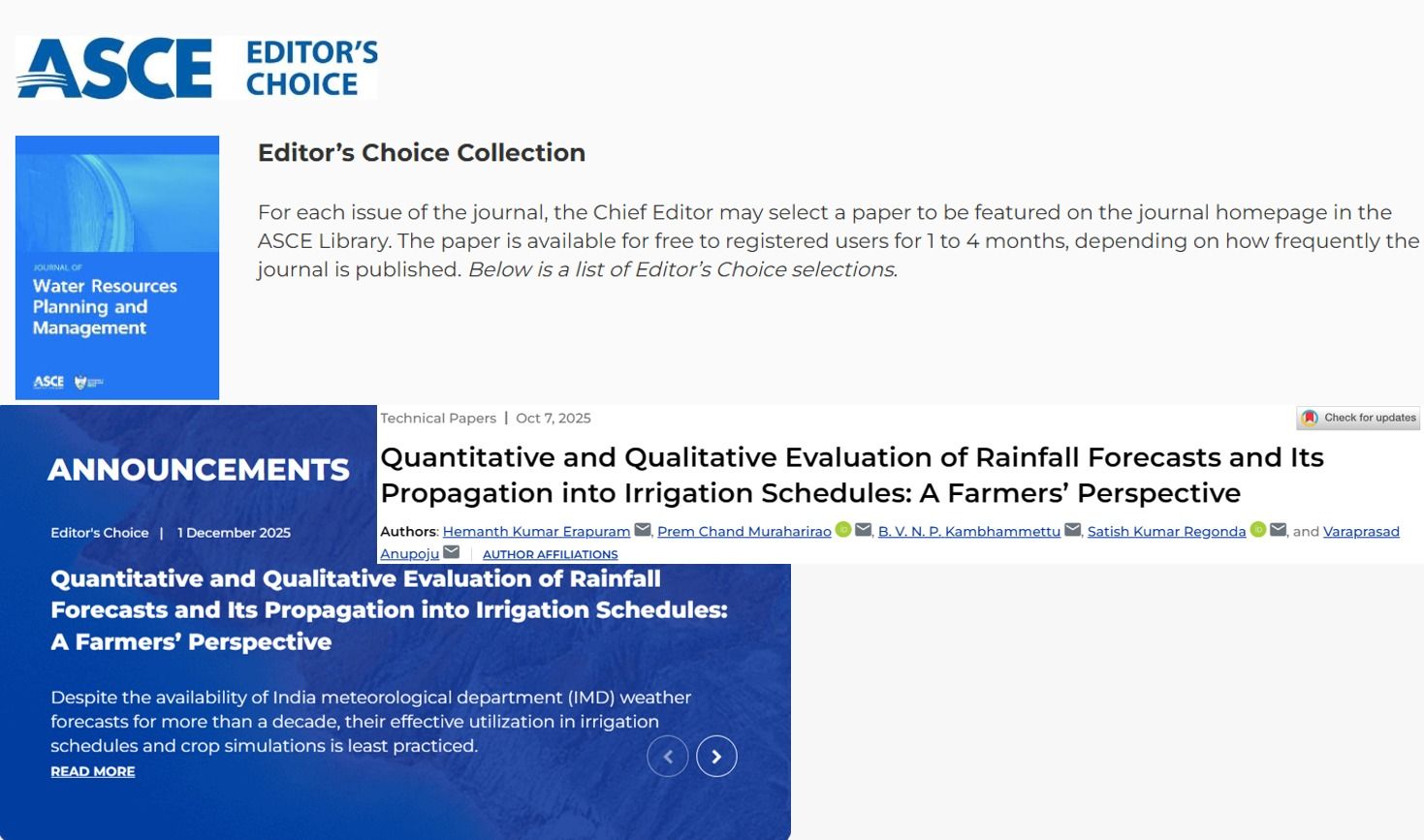 ASCE - Journal of Water Resources Planning and Management - Editor's choice collection